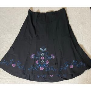 VTG Maggie Barnes Women Embroidered Flower Elastic Waist  Feminine Maxi Skirt 2X